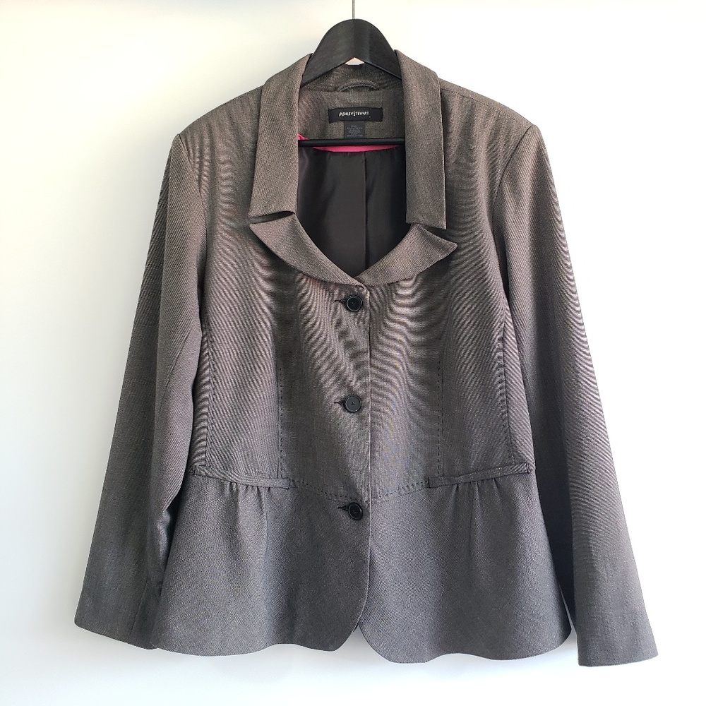 Ashley‎ Stewart 3 Button Peplum Blazer, size 14
